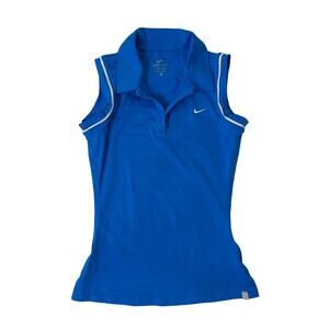 Nike women's Blue Shot Sleeve Fitted Tennis Active Shirt Size XS